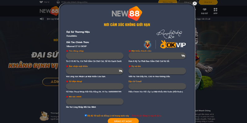Nhà Cái Uy Tín NEW88 – Sân Chơi Cá Độ Được Săn Đón Nhất 2025 4 Đăng ký tài khoản tại New88